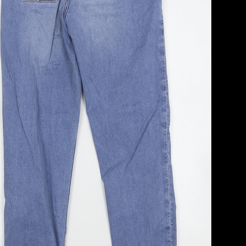Marks and Spencer Womens Blue  Cotton Straight Jeans Size 6 L27 in Regular