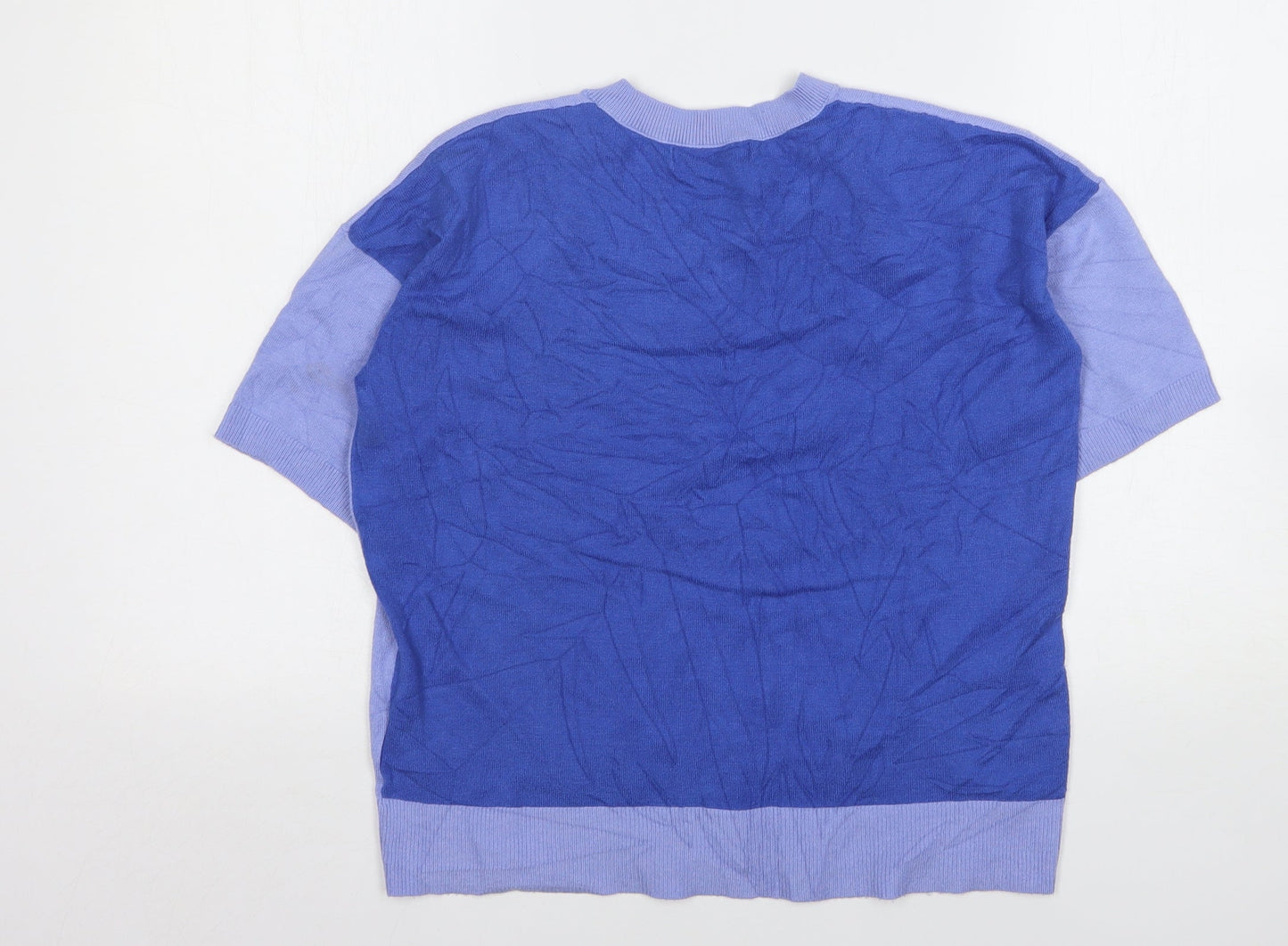 Marks and Spencer Womens Blue V-Neck  Viscose Pullover Jumper Size 8