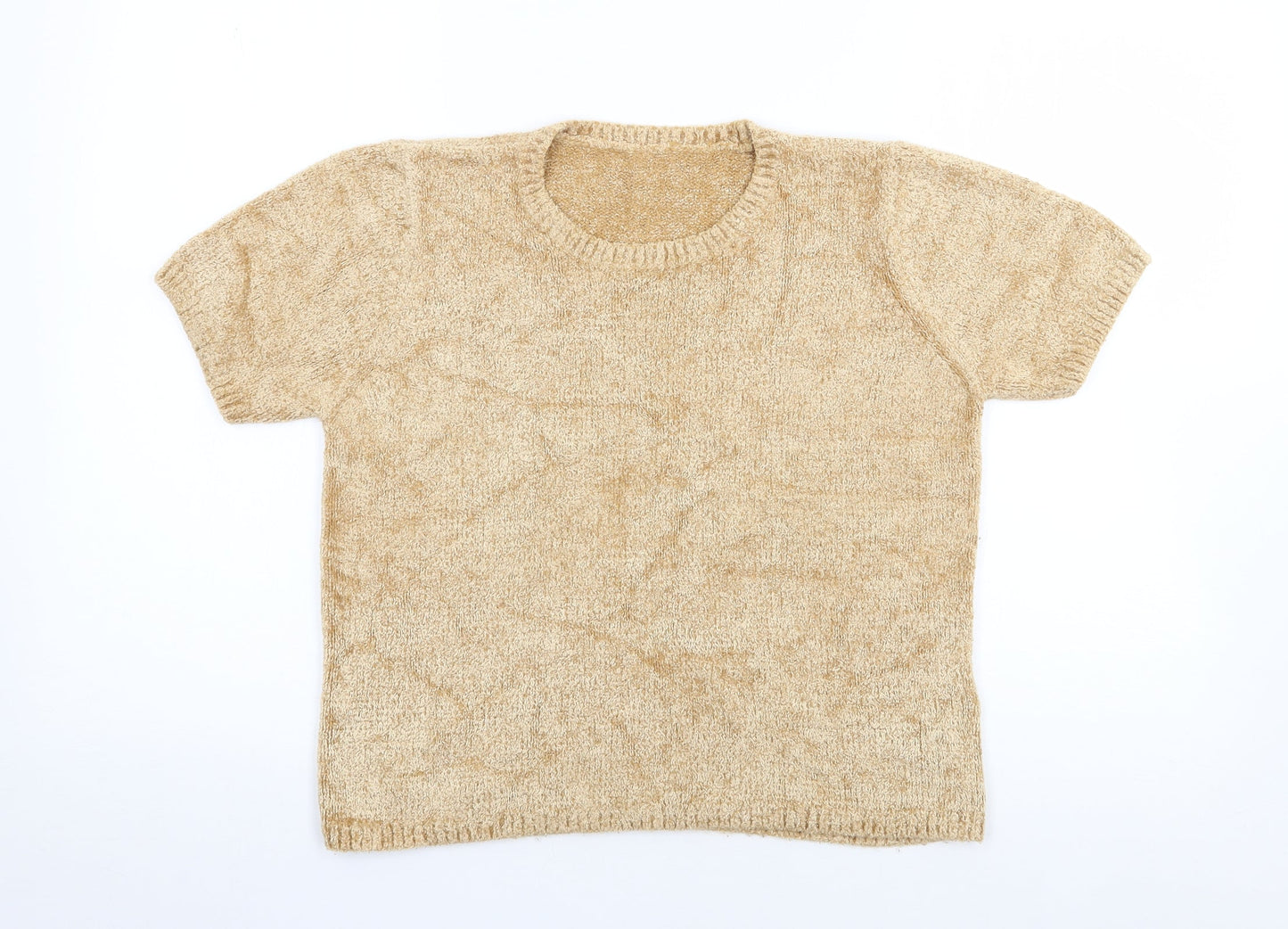 Marks and Spencer Womens Gold  Viscose Jersey T-Shirt Size 12 Crew Neck