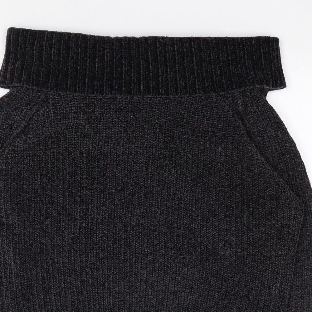 New Look Womens Grey Roll Neck  Polyester Henley Jumper Size M