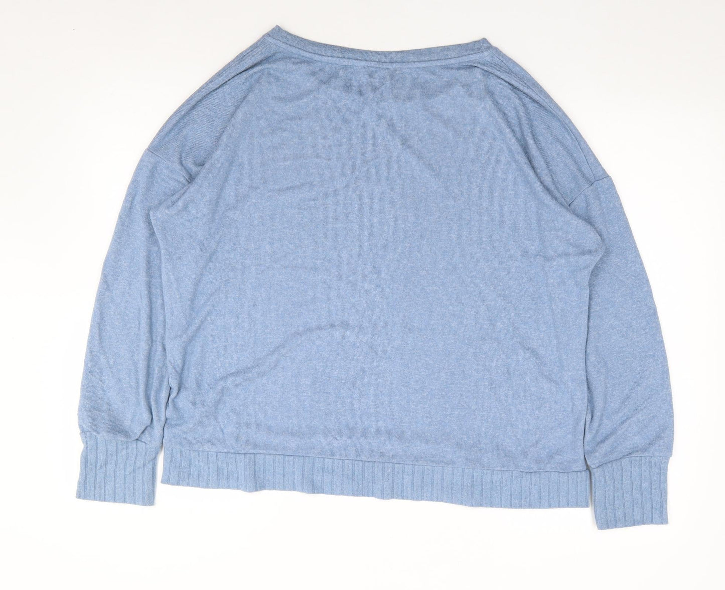 Marks and Spencer Womens Blue Round Neck  Viscose Pullover Jumper Size 16   - Lounge