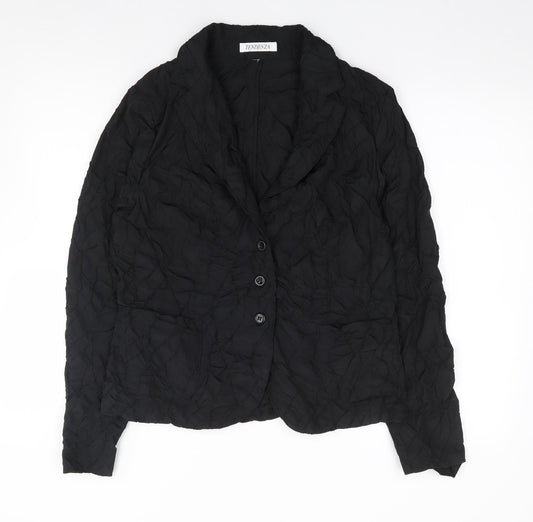 Tendenza Womens Black Geometric Polyester Jacket Suit Jacket Size S