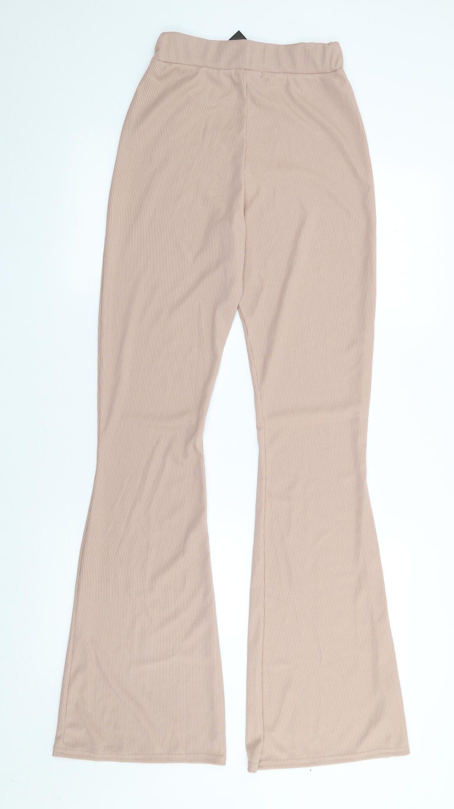 Stylewise Womens Pink  Polyester Trousers  Size 8 L33 in Regular  - Ribbed