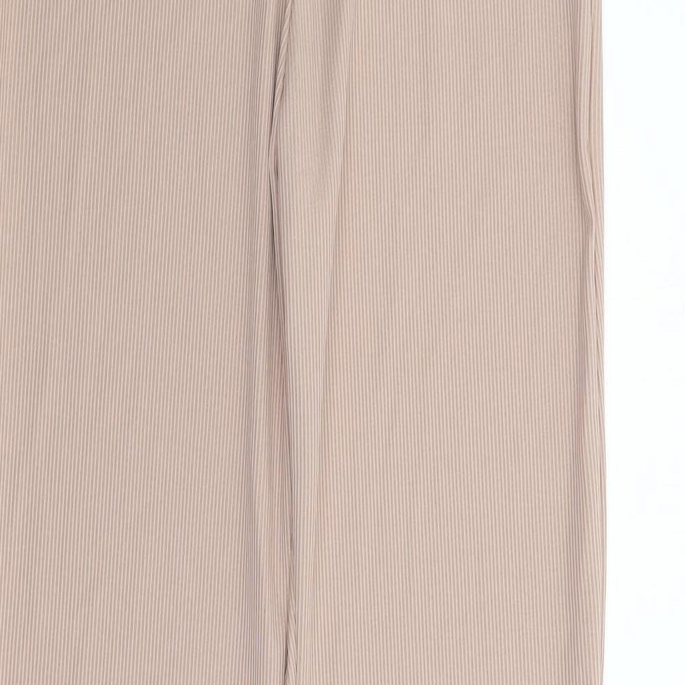 Stylewise Womens Pink  Polyester Trousers  Size 8 L33 in Regular  - Ribbed