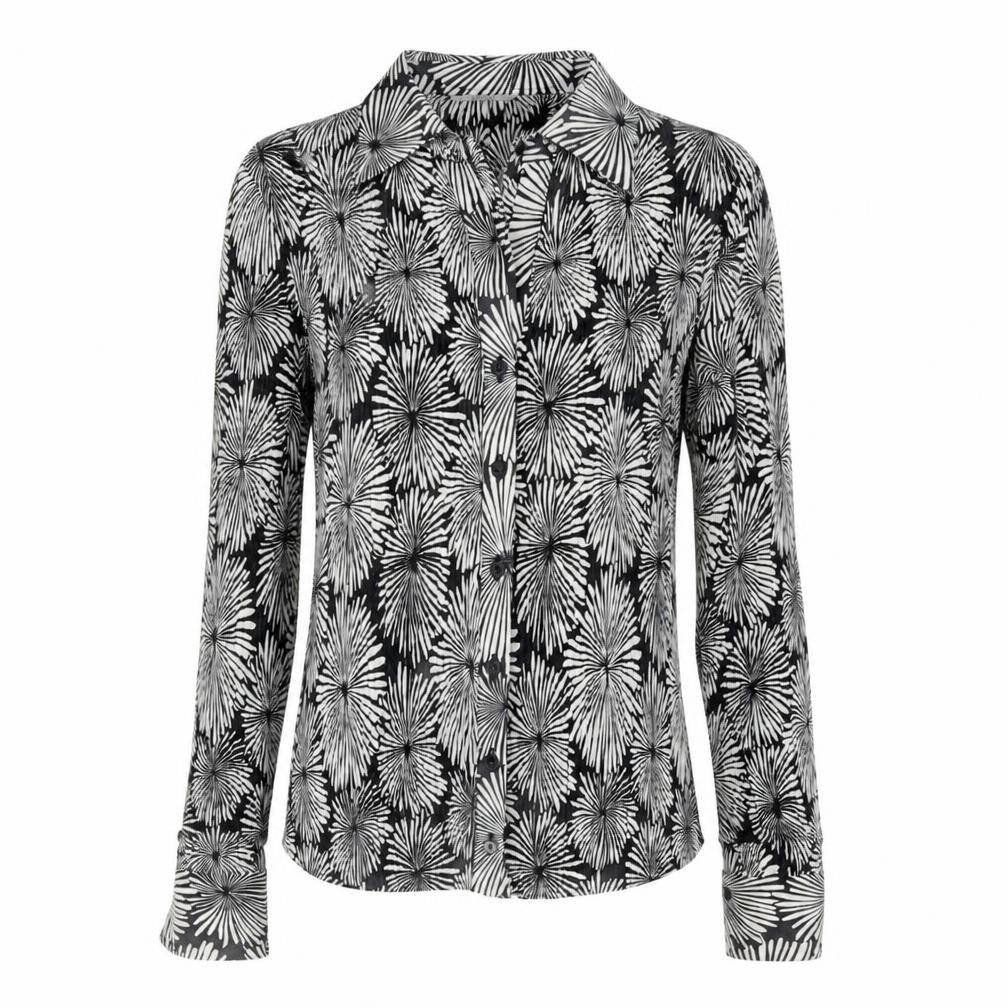 Marks and Spencer Womens Multicoloured Geometric Polyester Jersey Button-Up Size 8 Collared