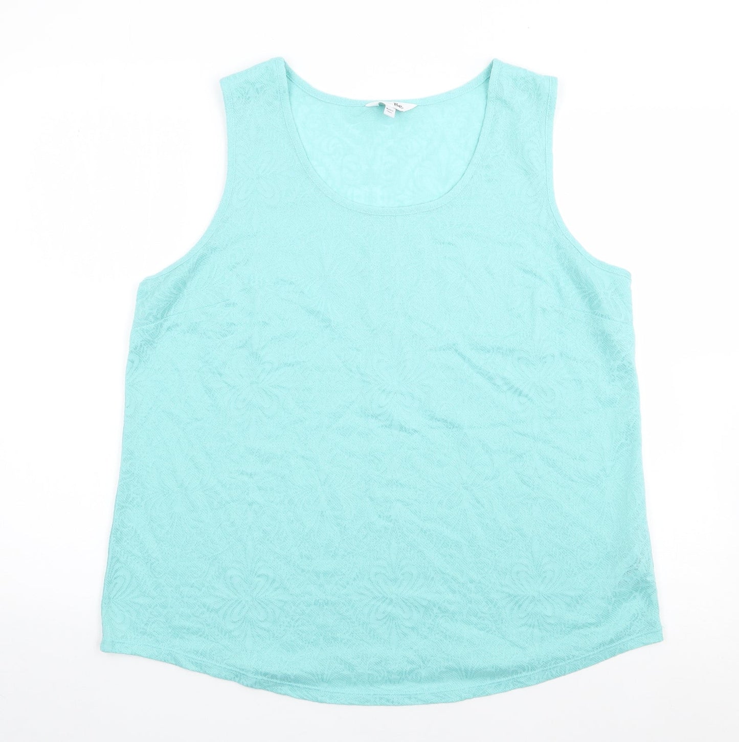 Label Be Womens Green Floral Polyester Camisole Tank Size 16 Round Neck