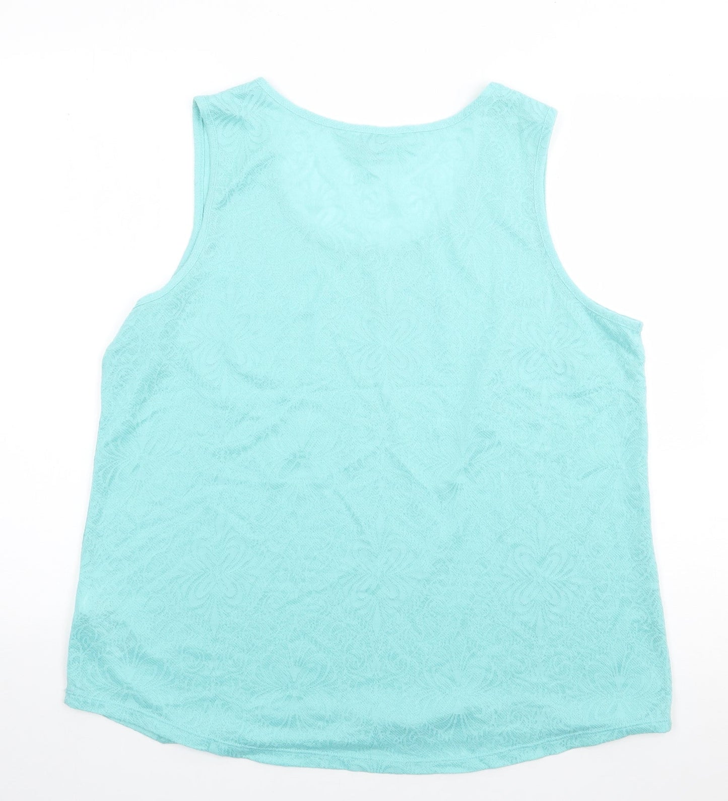 Label Be Womens Green Floral Polyester Camisole Tank Size 16 Round Neck