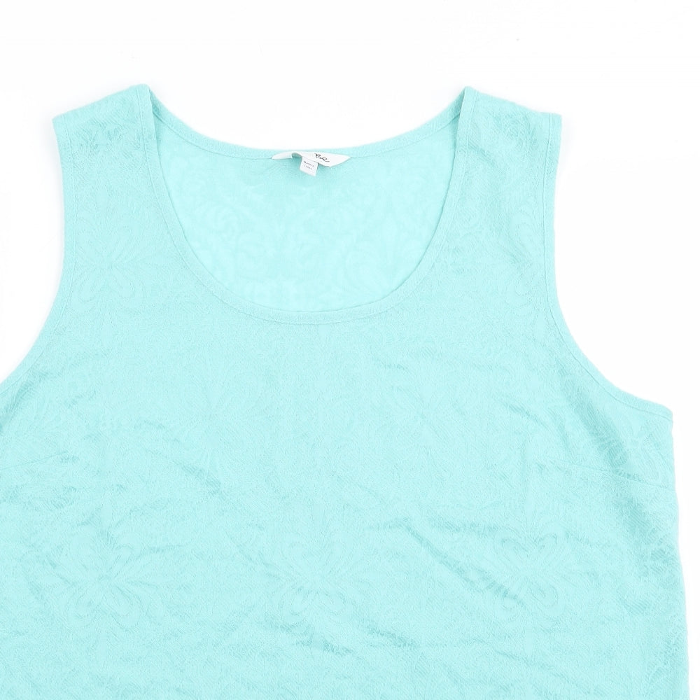 Label Be Womens Green Floral Polyester Camisole Tank Size 16 Round Neck