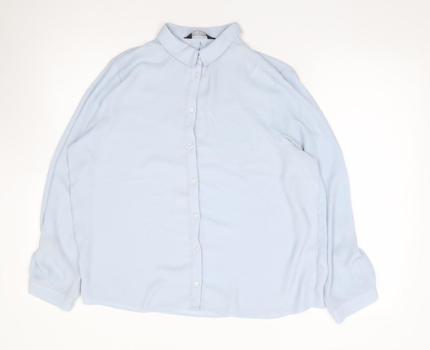 Dorothy Perkins Womens Blue  Polyester Jersey Button-Up Size 14 Collared