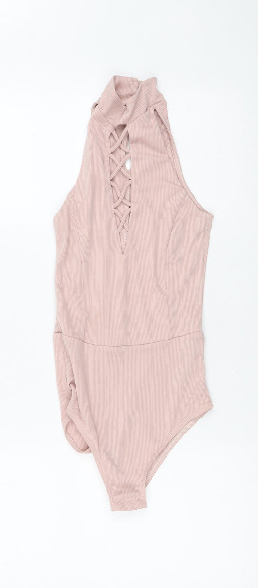 Miss Selfridge Womens Pink  Polyester Bodysuit One-Piece Size 4 L10 in