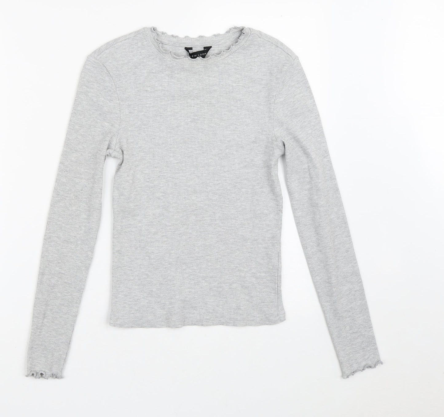 New Look Womens Grey Crew Neck  Cotton Pullover Jumper Size 8