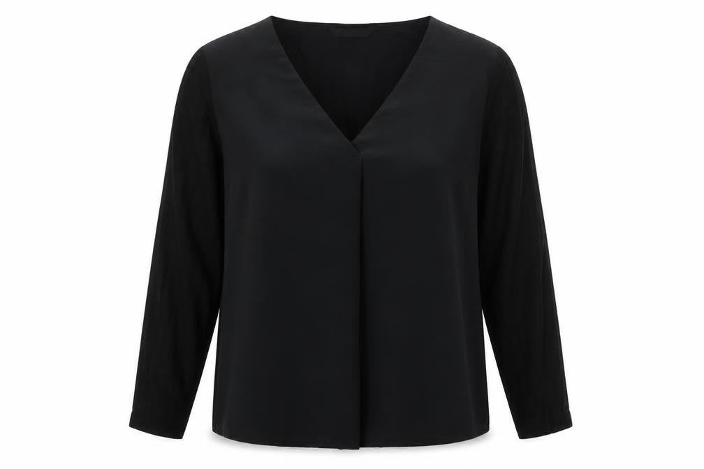 Dunnes Womens Black  Viscose Basic Blouse Size L V-Neck
