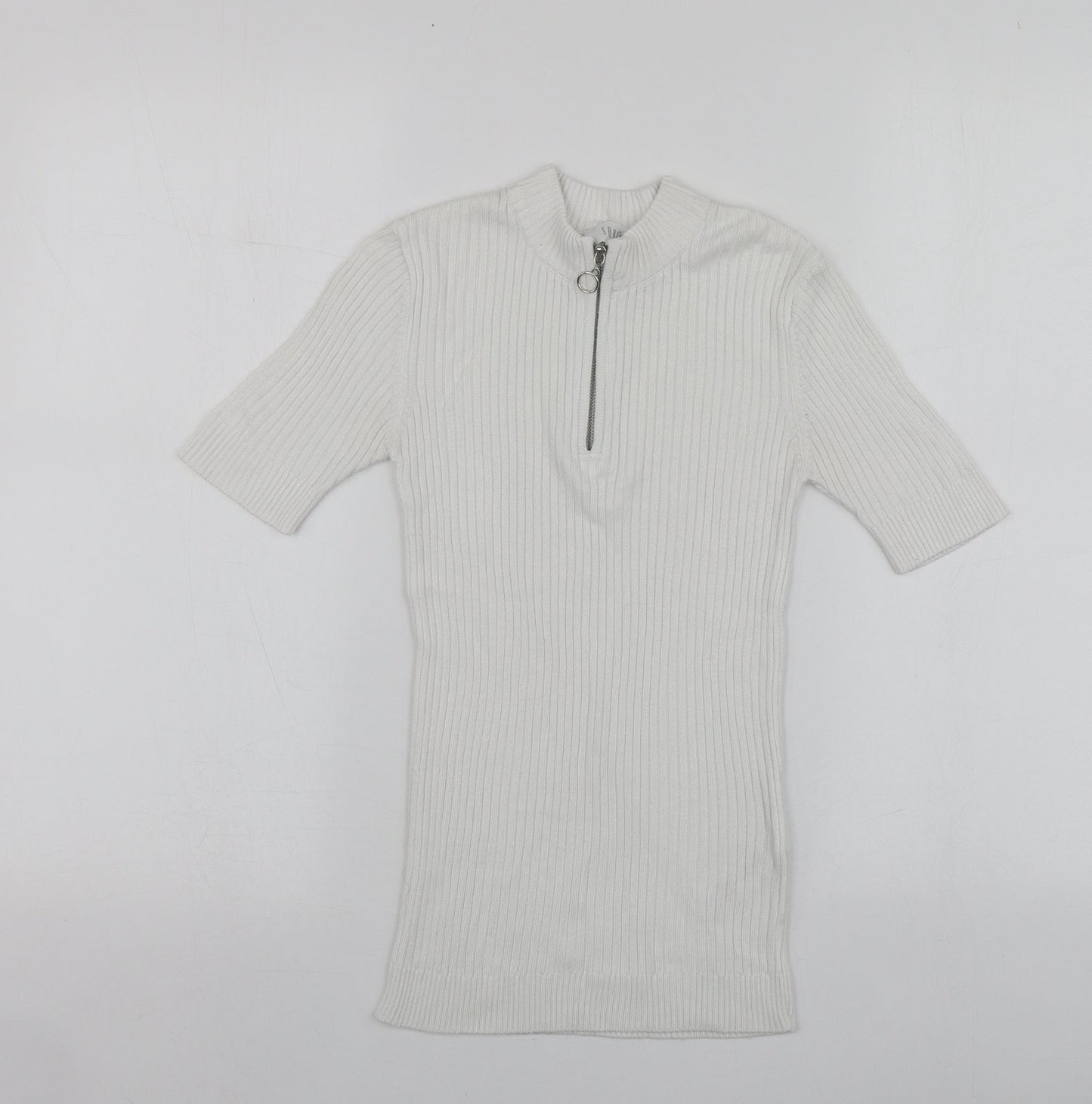 Savida Womens White High Neck  Acrylic Pullover Jumper Size 6