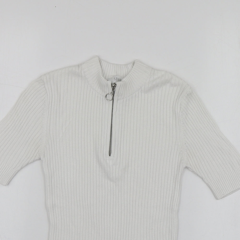 Savida Womens White High Neck  Acrylic Pullover Jumper Size 6