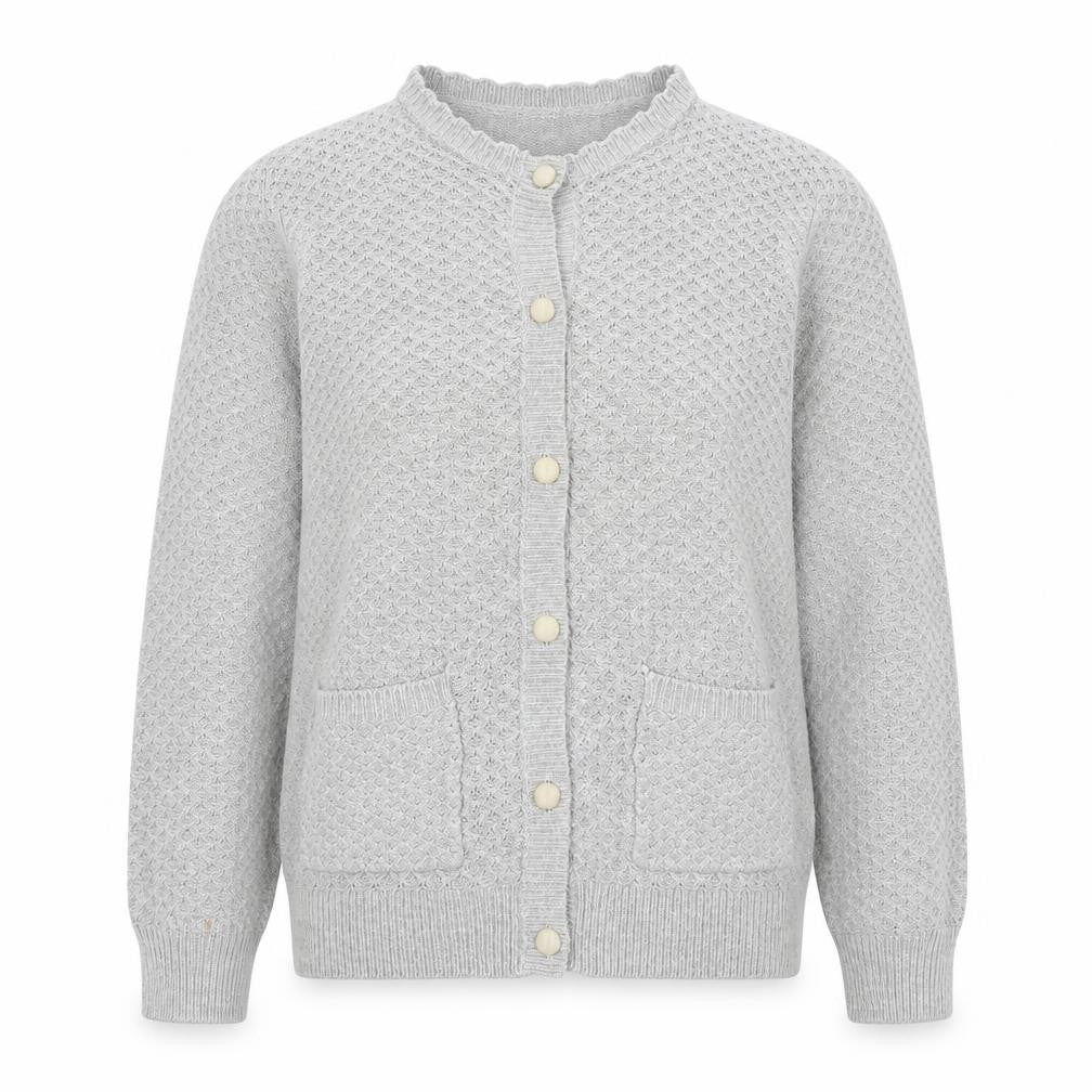 Honor Womens Grey V-Neck  Acrylic Cardigan Jumper Size S