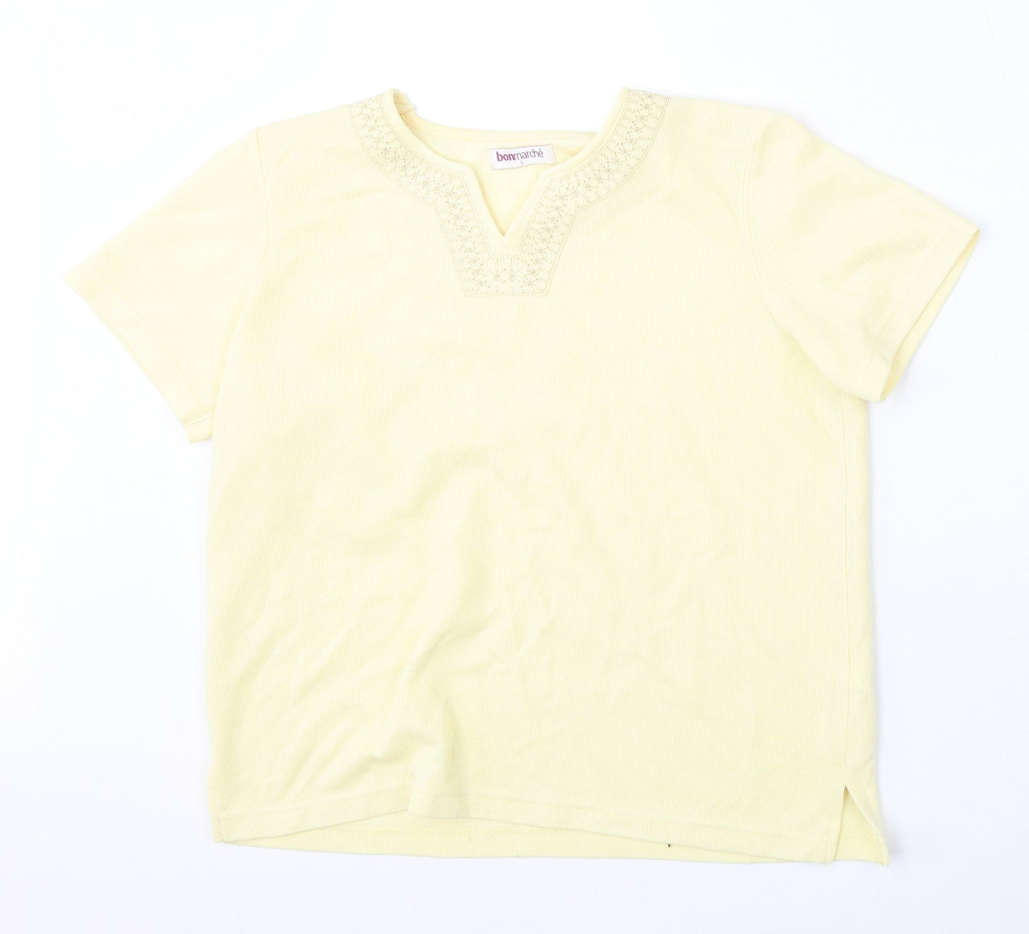 Bonmarché Womens Yellow Round Neck  Polyester Pullover Jumper Size S