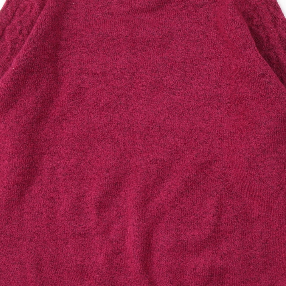 Isle Essentials Womens Purple Mock Neck  Acrylic Pullover Jumper Size M