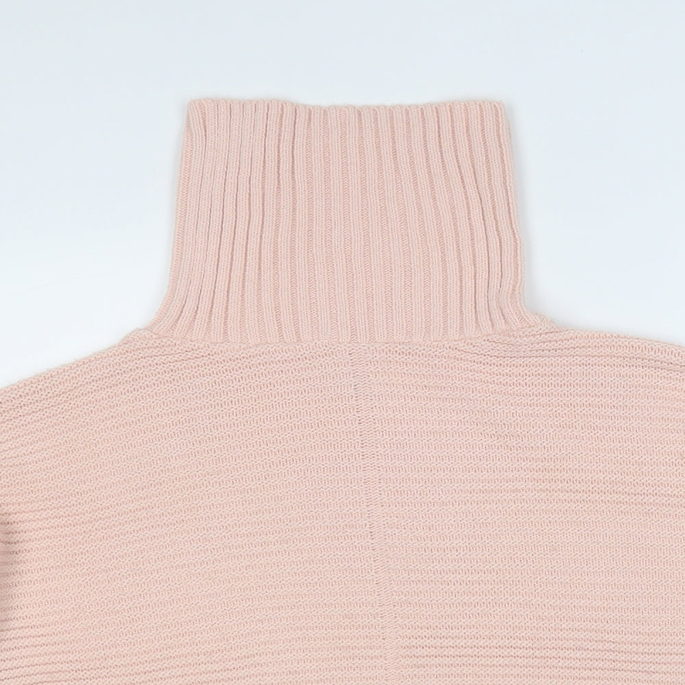 Miss Selfridge Womens Pink Roll Neck  Acrylic Pullover Jumper Size 10