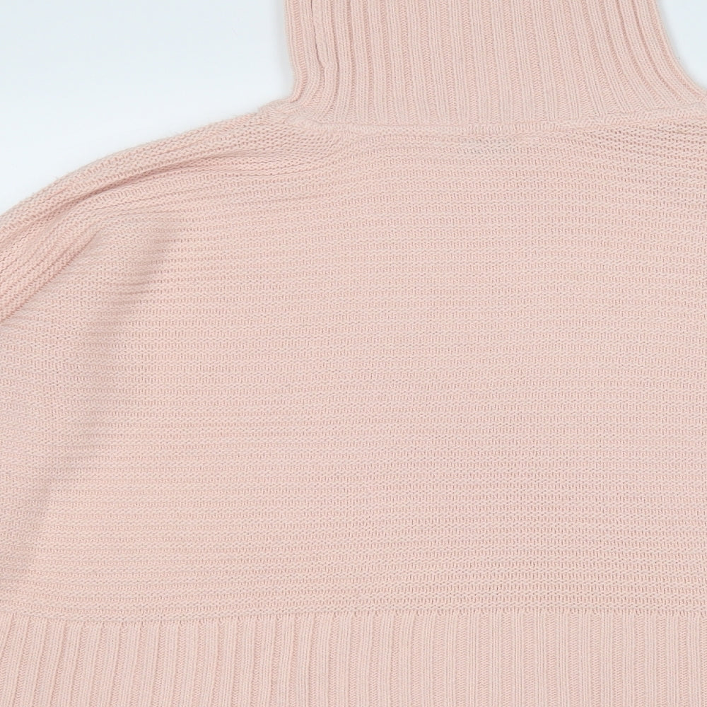 Miss Selfridge Womens Pink Roll Neck  Acrylic Pullover Jumper Size 10
