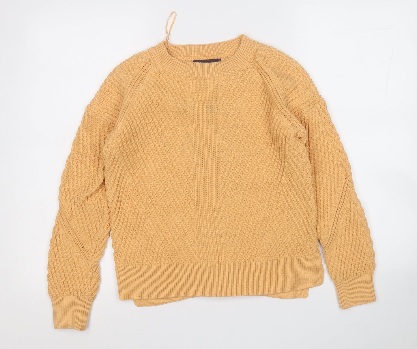 Marks and Spencer Womens Yellow Round Neck  Cotton Pullover Jumper Size S