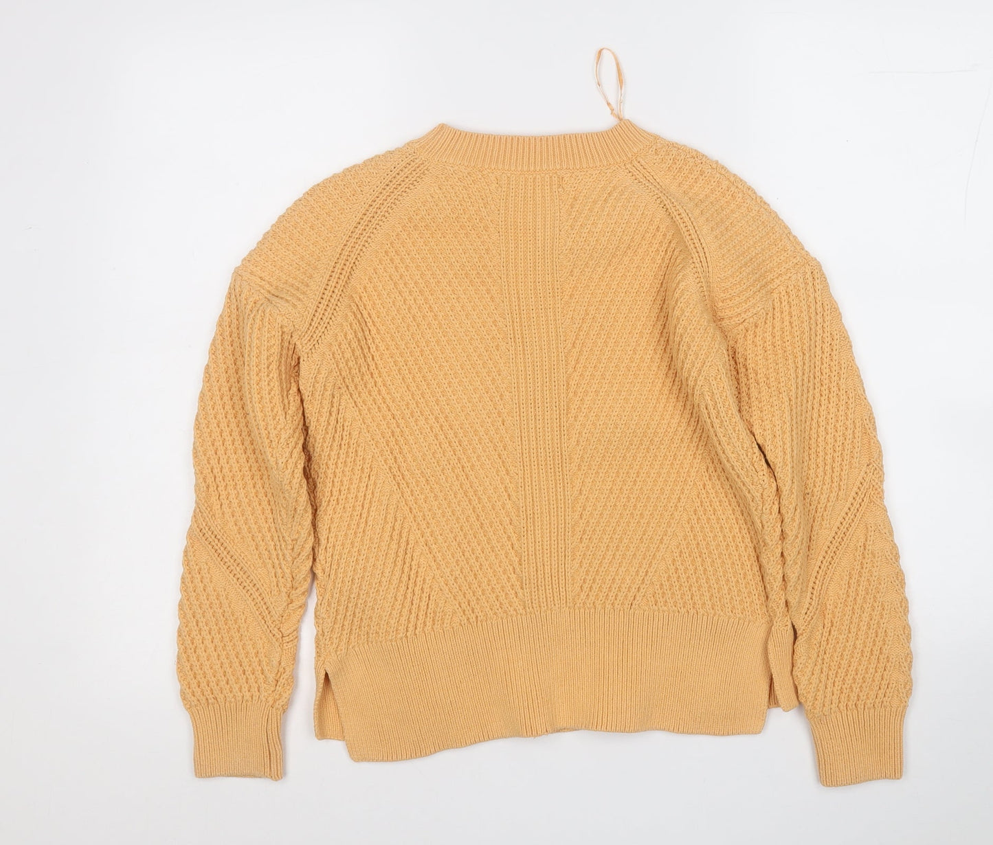 Marks and Spencer Womens Yellow Round Neck  Cotton Pullover Jumper Size S