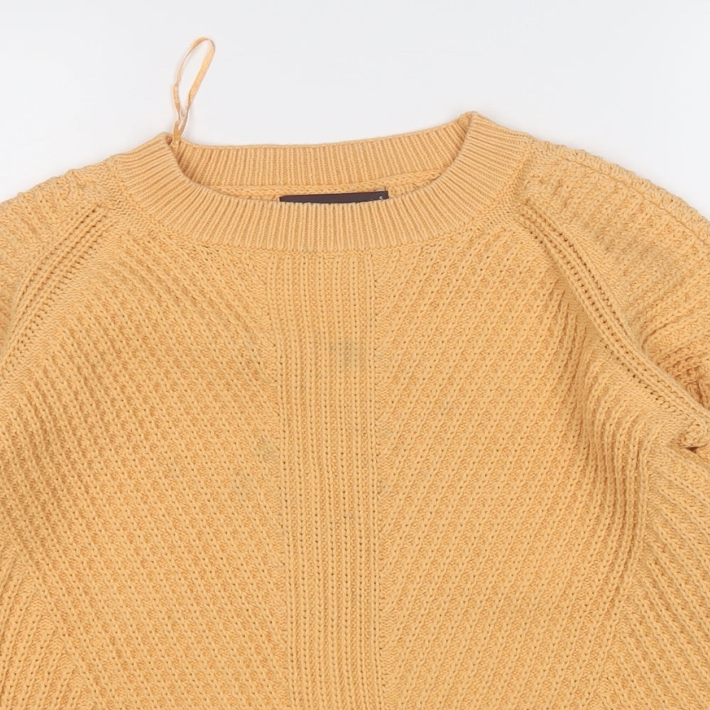 Marks and Spencer Womens Yellow Round Neck  Cotton Pullover Jumper Size S