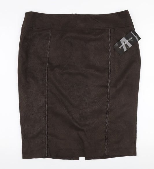Jean MARC Philippe Womens Brown  Polyester A-Line Skirt Size 39 in   Zip - Suede