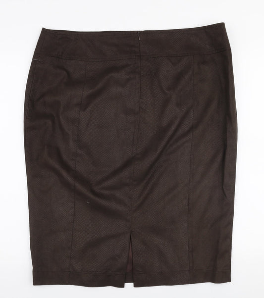 Jean MARC Philippe Womens Brown  Polyester A-Line Skirt Size 39 in   Zip - Suede