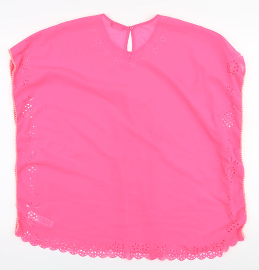 George Girls Pink  Polyester A-Line  Size L  Round Neck Pullover - beach cover up