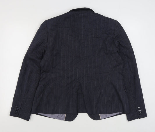 AMARANTO Womens Blue Striped  Jacket Blazer Size 18  Button