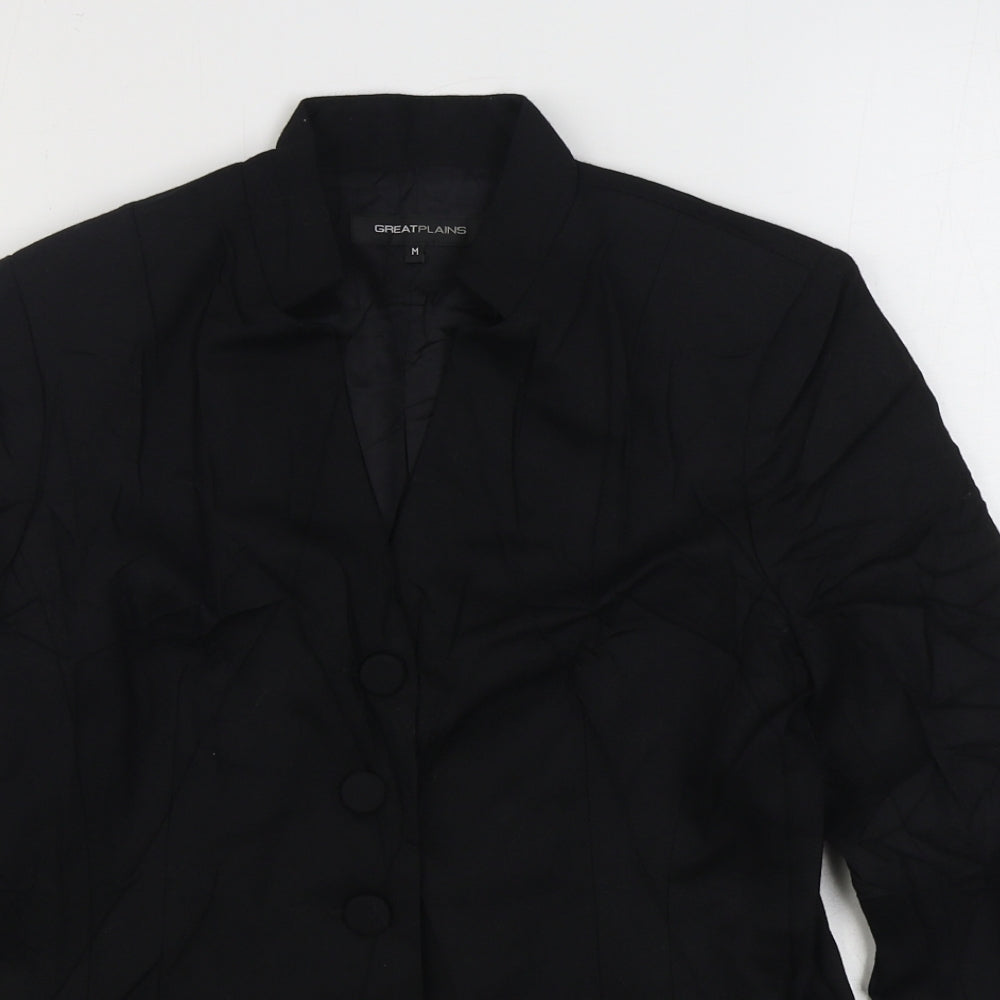 Great Plains Womens Black   Jacket Blazer Size M  Button