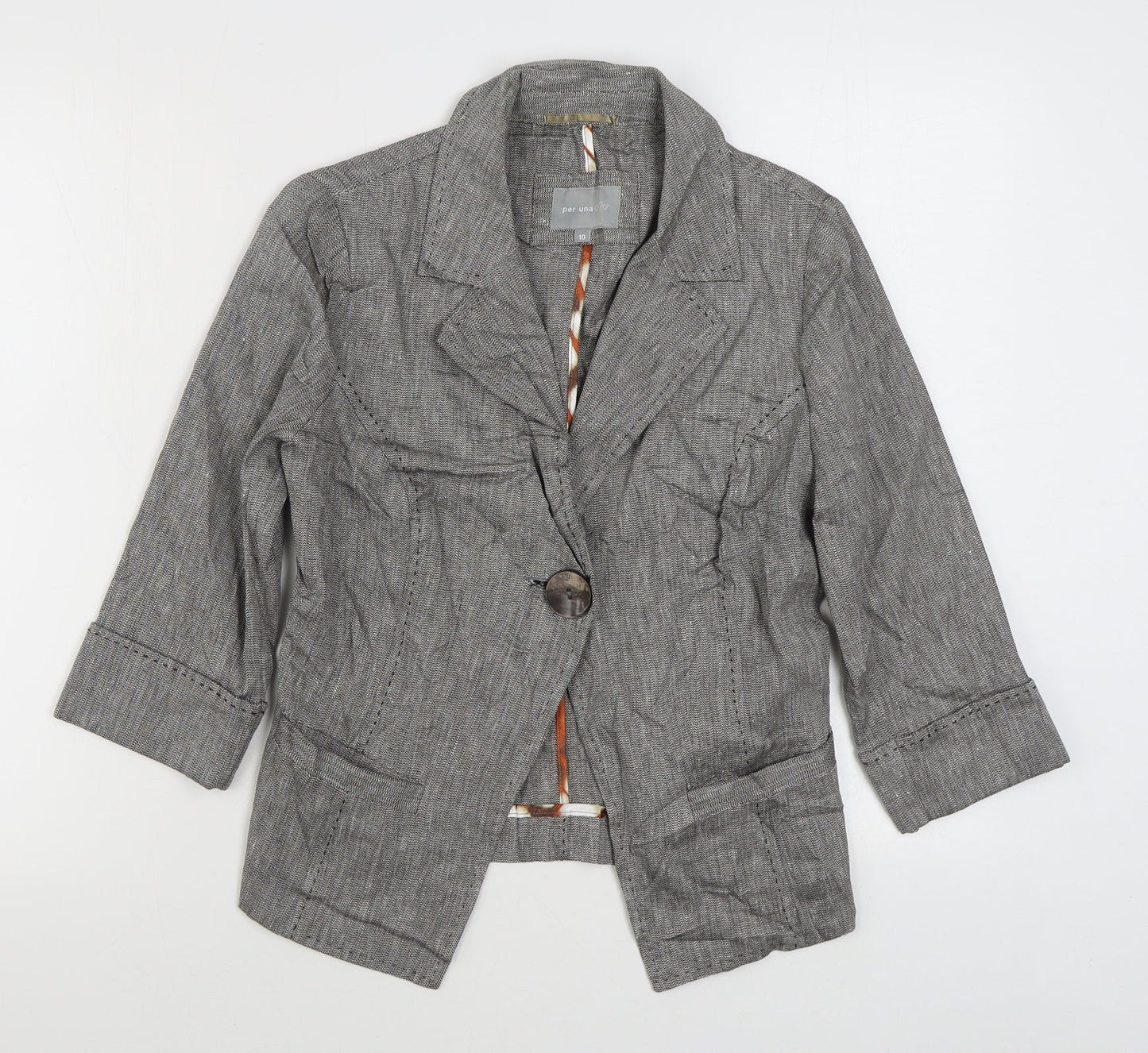 Per Una Womens Grey   Jacket Blazer Size 10  Button
