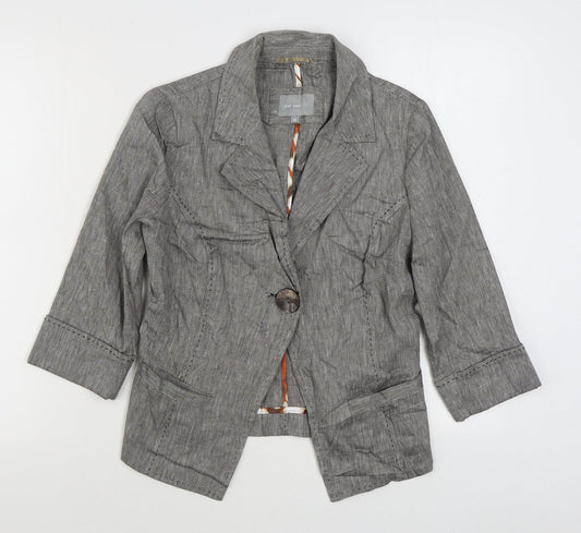 Per Una Womens Grey   Jacket Blazer Size 10  Button