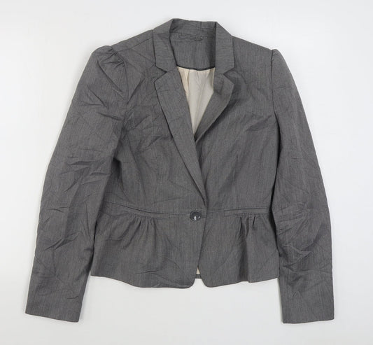 New Look Womens Grey   Jacket Blazer Size 12  Button