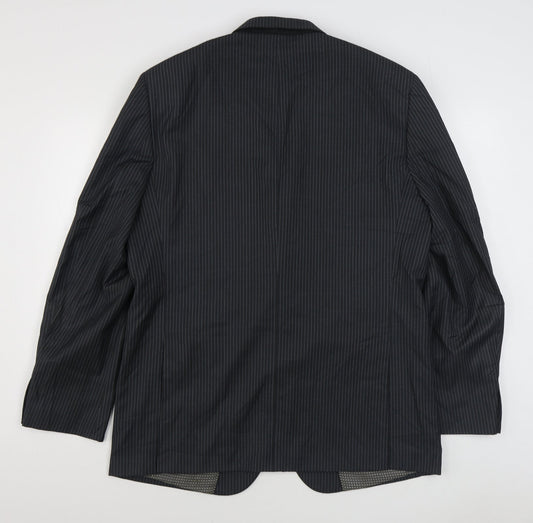 NEXT Mens Black Striped Wool Jacket Suit Jacket Size 44