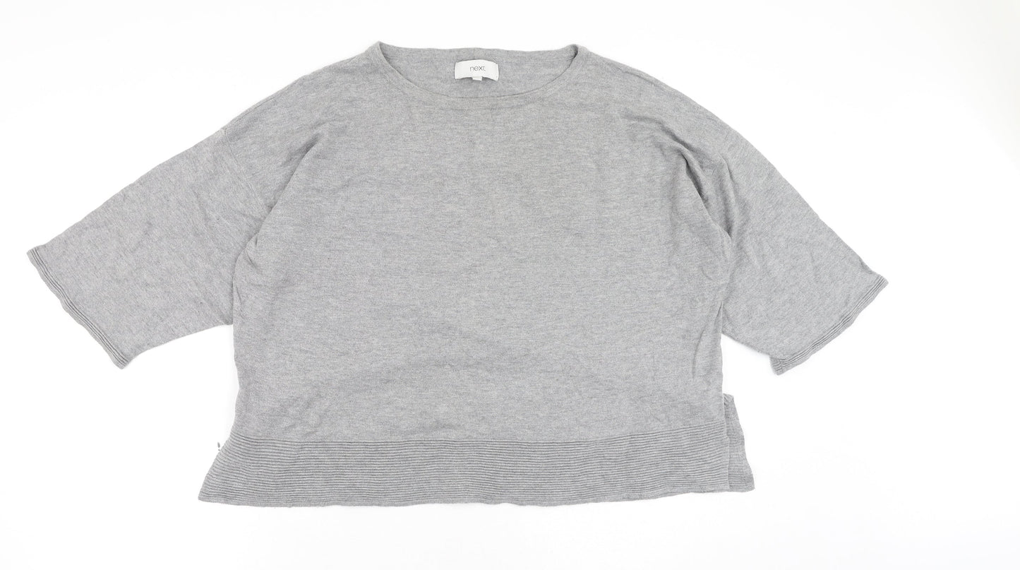 NEXT Womens Grey Round Neck  Cotton Pullover Jumper Size 16