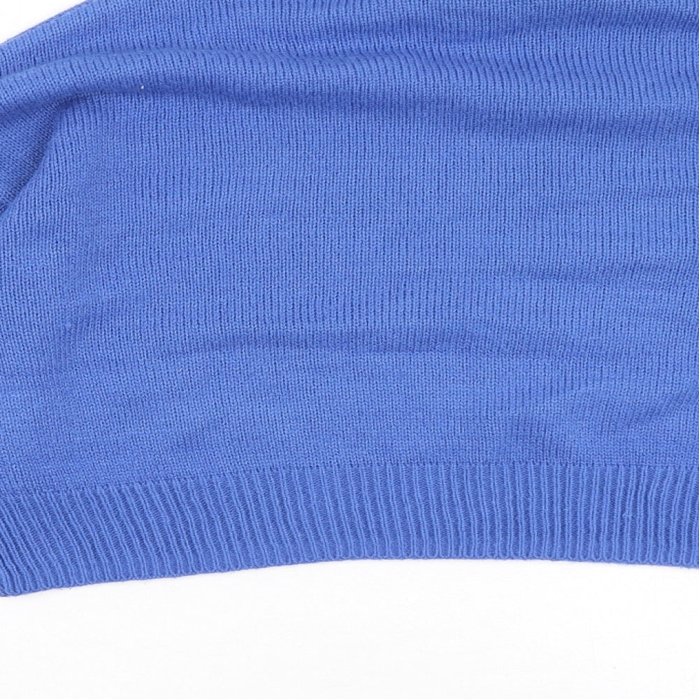 Divided Womens Blue Round Neck  Acrylic Pullover Jumper Size S