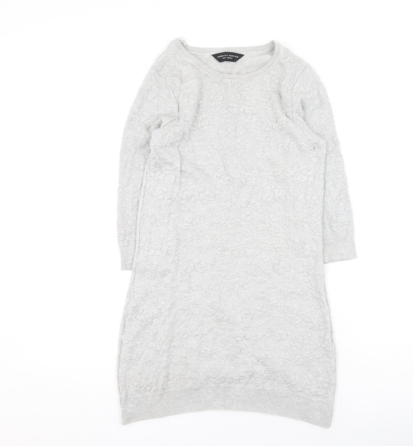 Dorothy Perkins Womens Grey Round Neck  Viscose Pullover Jumper Size 10