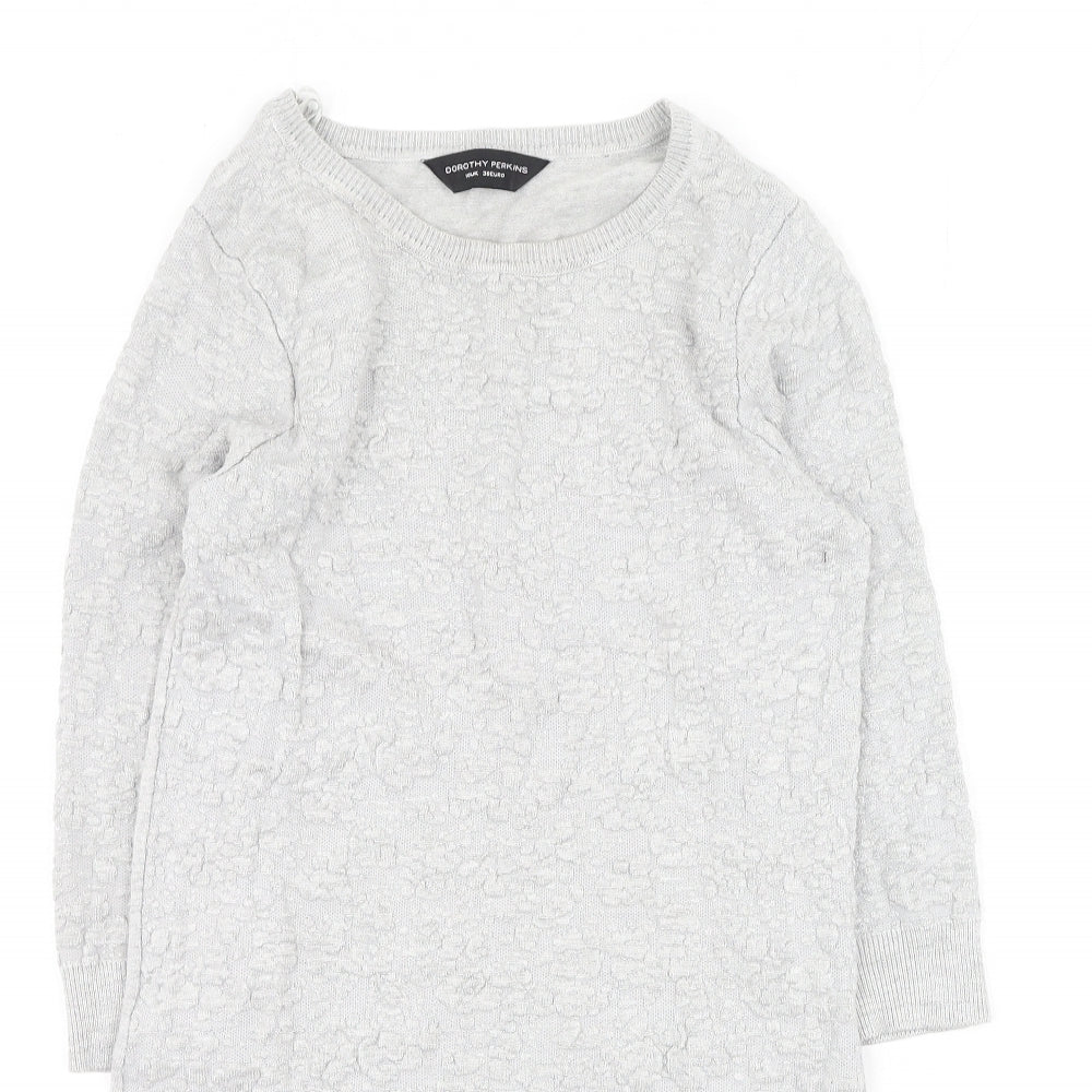 Dorothy Perkins Womens Grey Round Neck  Viscose Pullover Jumper Size 10