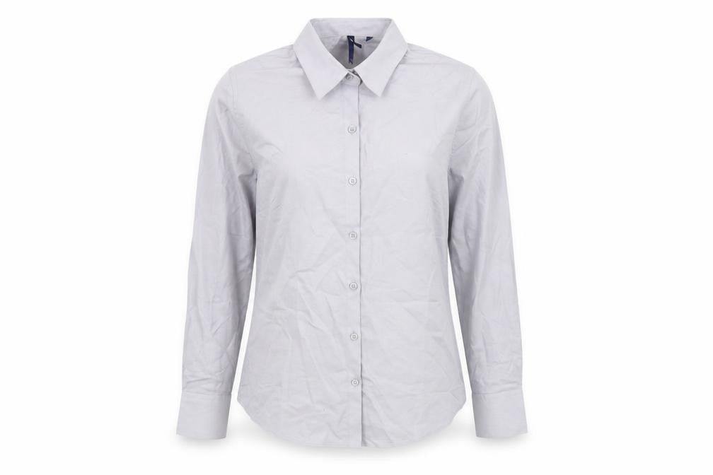 Premier Womens Grey  Cotton Basic Button-Up Size 10 Collared