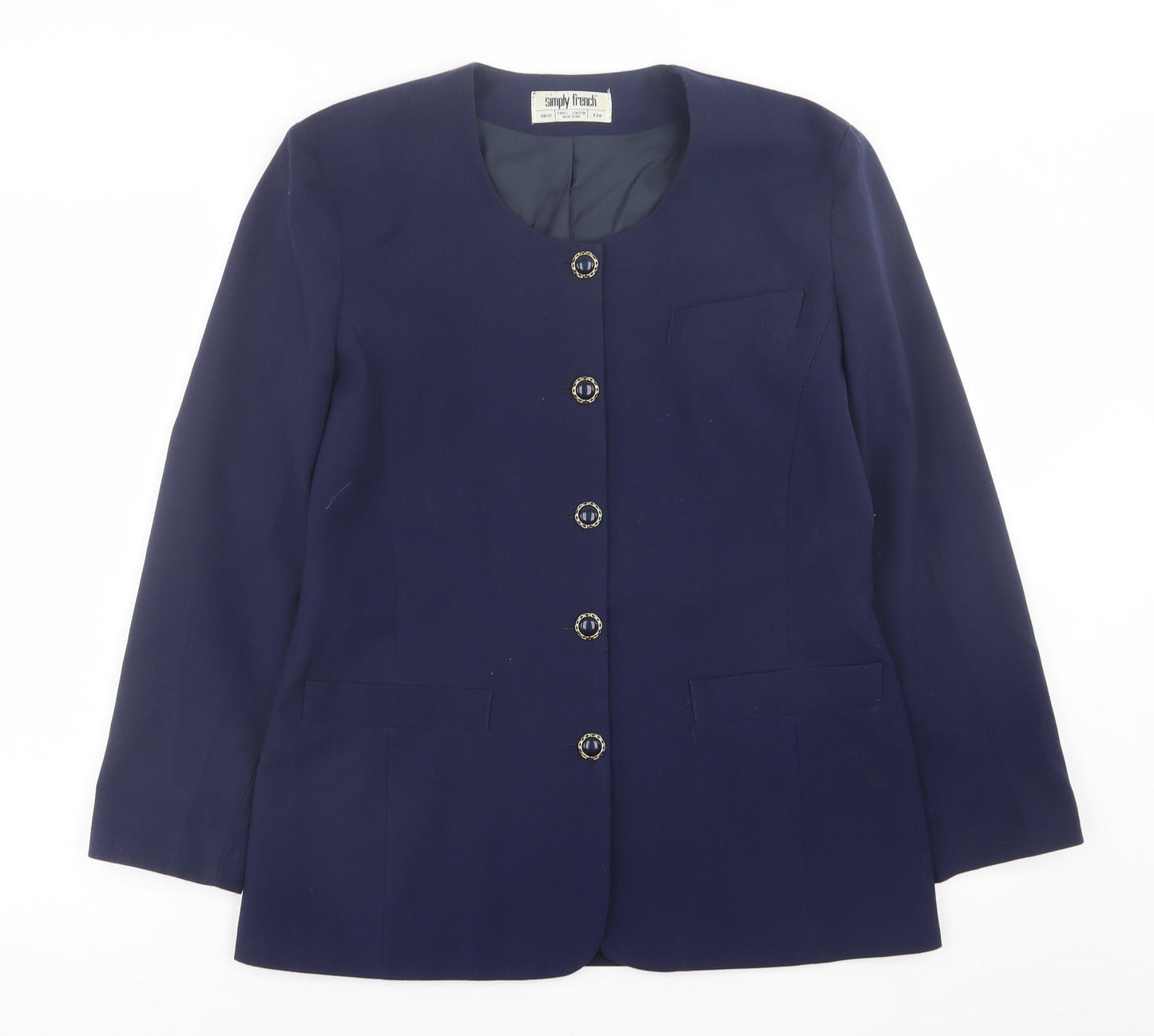 Simply French Womens Blue   Jacket Blazer Size 12  Button