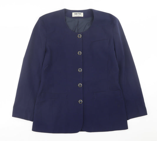 Simply French Womens Blue   Jacket Blazer Size 12  Button