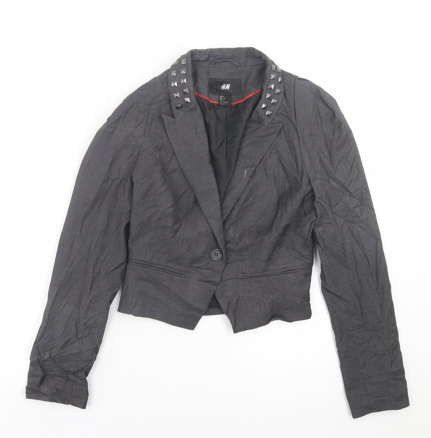 H&M Womens Grey   Jacket Blazer Size 8  Button
