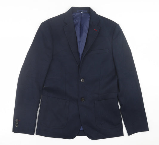 Burton Mens Blue  Polyester Jacket Suit Jacket Size 36