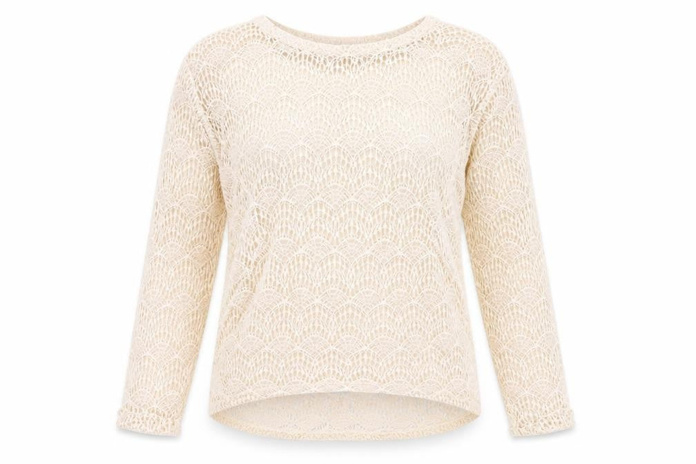 Topshop Womens Ivory Geometric Cotton Basic T-Shirt Size 10 Crew Neck