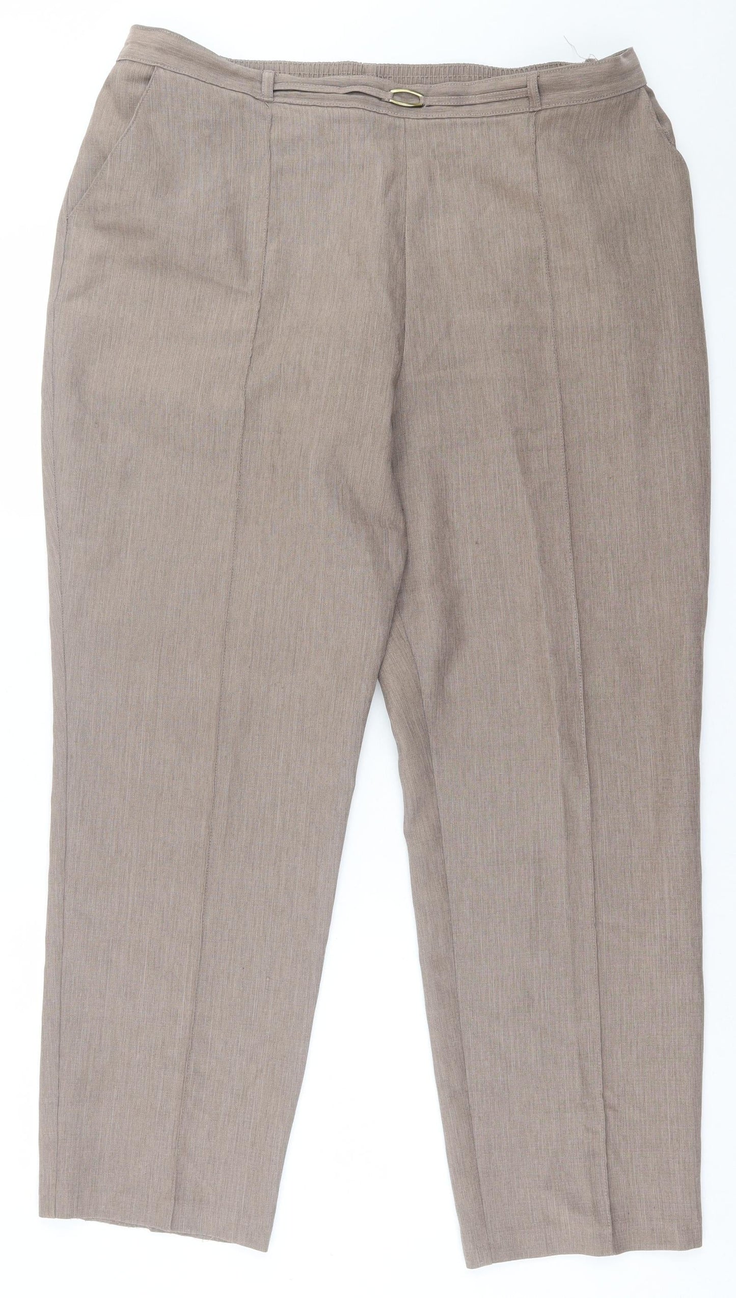 Marks and Spencer Womens Brown  Polyester Trousers  Size 18 L29 in Regular