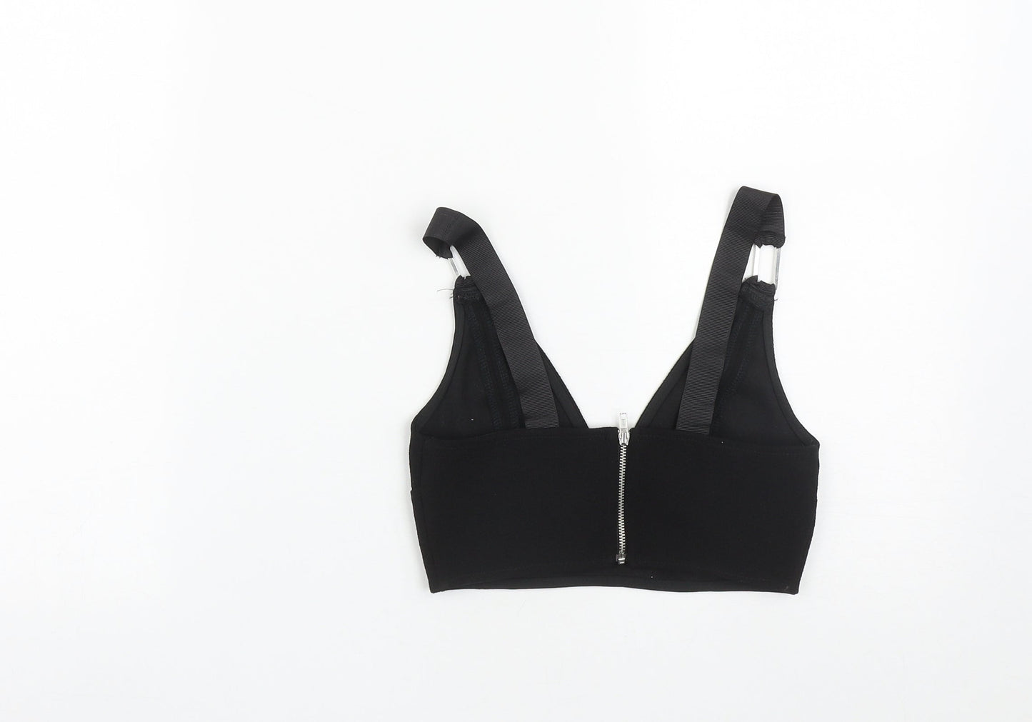 Topshop Womens Black  Polyester Cropped Tank Size 4 V-Neck