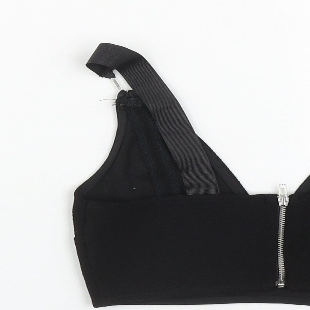 Topshop Womens Black  Polyester Cropped Tank Size 4 V-Neck
