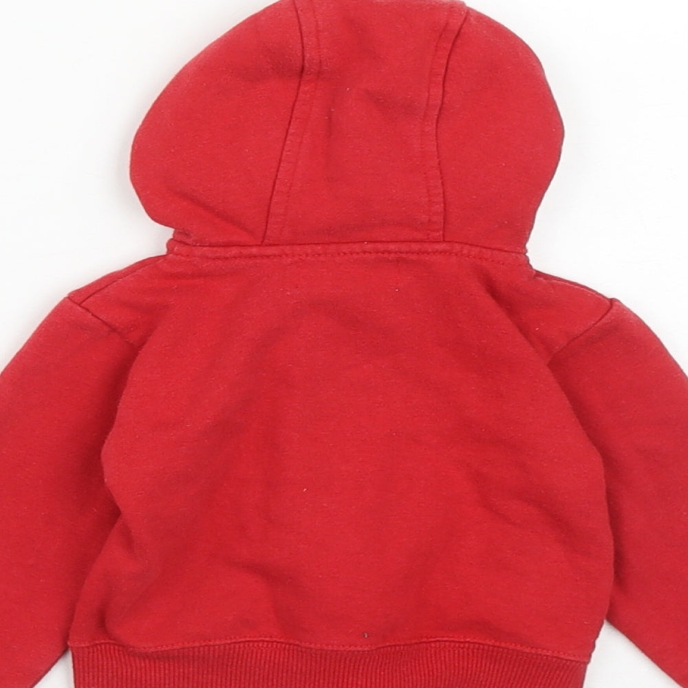 Earlydays Girls Red  Cotton Basic Button-Up Size 9-12 Months V-Neck Zip