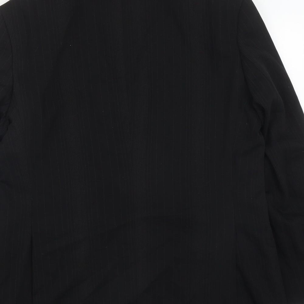 George Mens Black Striped Polyester Jacket Suit Jacket Size 40